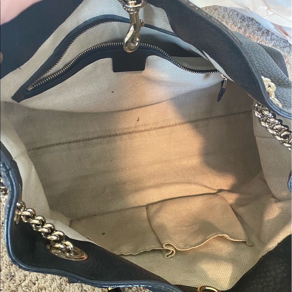 Authentic Black Leather Gucci Chain Soho Hobo Bag - Picture 10 of 15